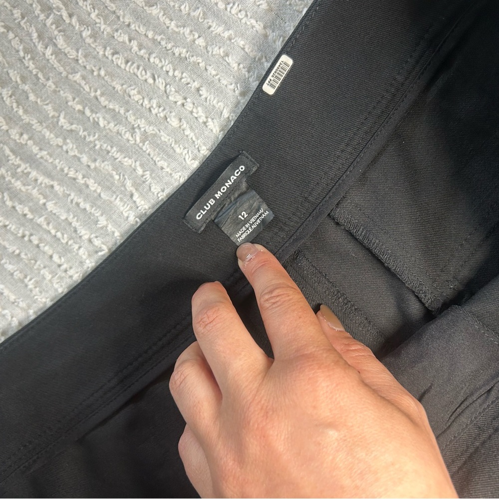 Club Monaco Black Wide Leg Pants Size 12 Casual Business Slacks (tiny hole) - Picture 6 of 11
